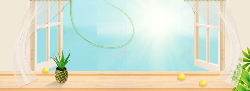 清新窗台化妆品海报背景模板psd设计背景_新图网 https://ixintu.com 618 618大促 618年中大促 化妆品 化妆品海报 年中大促 清新 窗台 背景模板 芦荟