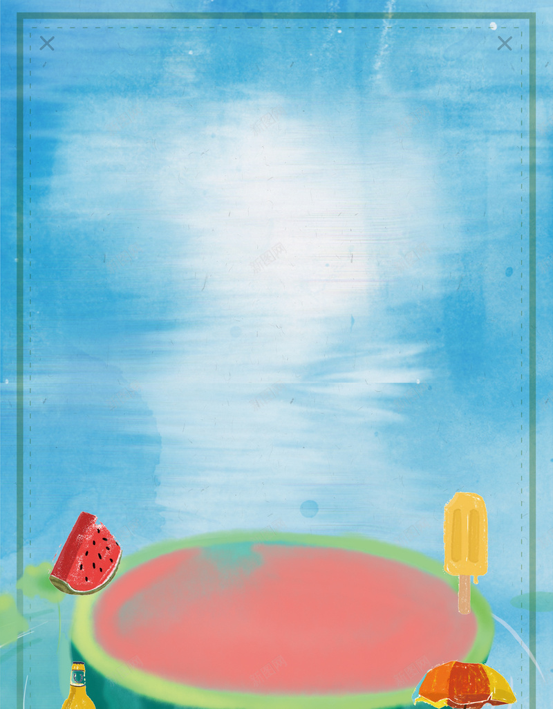 你好夏天促销插画海报psd设计背景_新图网 https://ixintu.com 24节气 二十四节气 你好六月 你好夏天 夏季促销 大暑 小暑 蓝色 西瓜 雪糕