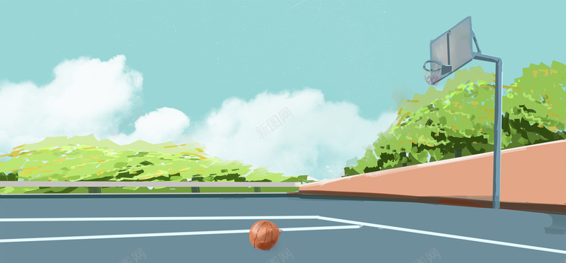 校园运动开学季教育清新bannerpsd设计背景_新图网 https://ixintu.com 卡通校园 开学季 手绘 教育 校园 清新banner 清新手绘 篮球场 运动