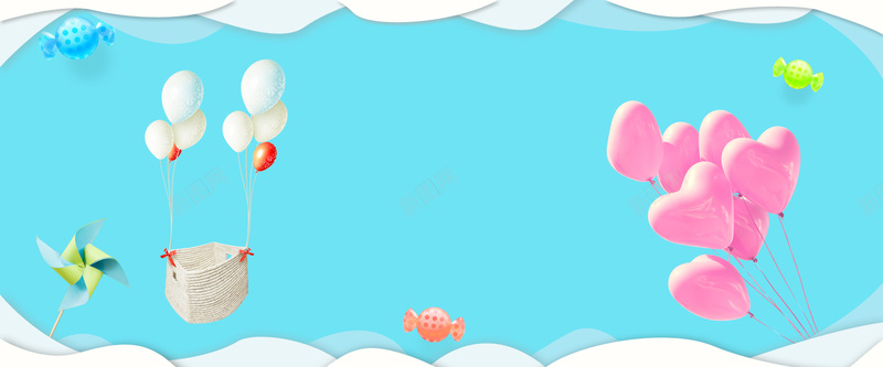 蓝色纯色背景甜美全屏海报psdbannerpsd设计背景_新图网 https://ixintu.com banner psd 全屏海报 气球 爱心 甜美 糖果 纯色背景 蓝色 风车