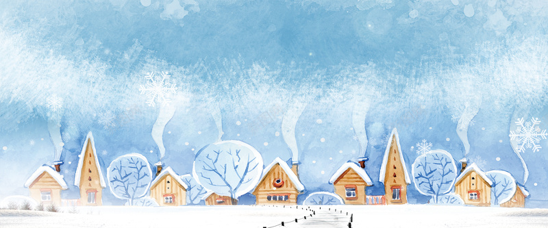 文艺雪地雪村手绘户外蓝色bannerpsd设计背景_新图网 https://ixintu.com 冬天 冬季 冬季暖歌 冬日暖歌 冬至 大寒 大雪 寒冬 小寒 小雪 暖冬 节气 设计 雪 雪景 雪花