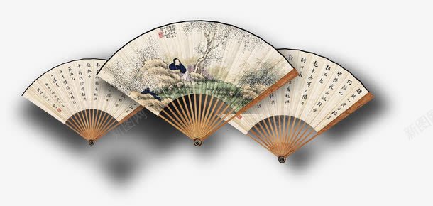 古典中国风扇子png免抠素材_新图网 https://ixintu.com 中国风 书法 古代 古典 扇子 折扇 素材 花鸟