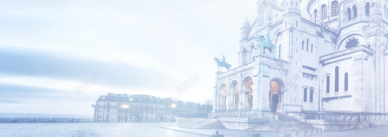 建筑背景图psd_新图网 https://ixintu.com 建筑 摄影 朦胧 海报banner 淡蓝色 风景