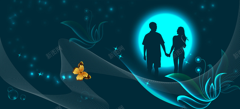浪漫爱情情人节背景psd设计背景_新图网 https://ixintu.com 情人节 情人节海报 情侣 梦幻 浪漫 海报banner 爱情 牵手 蝴蝶
