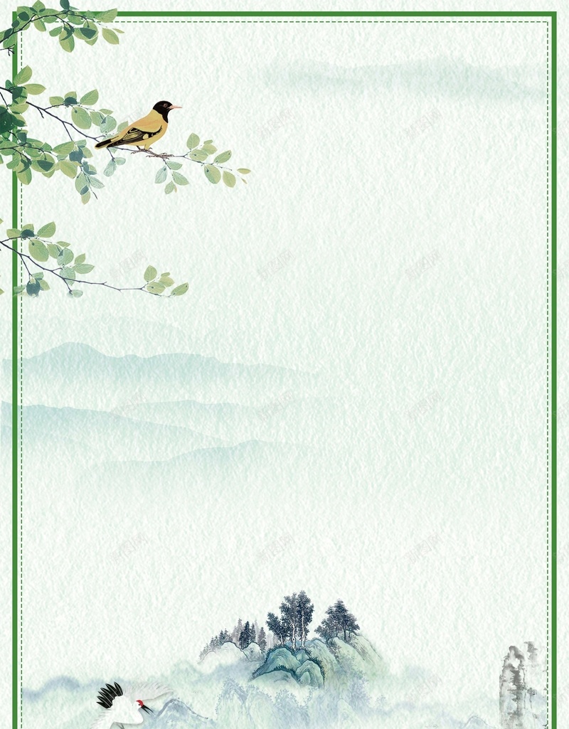 中国传统二十四节气祭祀扫墓踏青海报psd设计背景_新图网 https://ixintu.com 中国风 二十四节气 传统节气 春季 树枝 水墨 清明节 祭祀 绿色 踏青 鸟