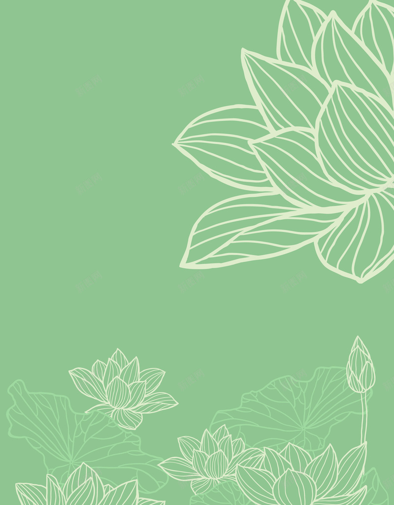 手绘荷花条纹素描绿色背景矢量图ai设计背景_新图网 https://ixintu.com 传统文化 创意设计 宣传海报 手绘荷花 条纹 矢量素材 素描 绿色背景 茶叶广告 矢量图