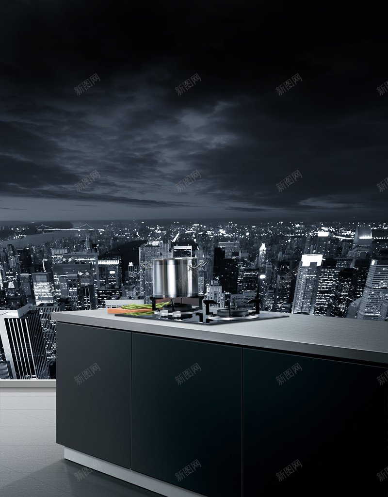 夜空星空厨房背景jpg设计背景_新图网 https://ixintu.com 公寓 内部 厨房背景 地板 夜空 家具 居住 房子 房间 星空 现代 窗户 背景 装潢