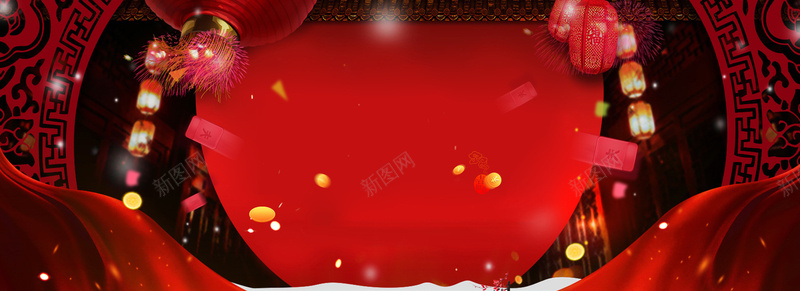 新年中国风红色宣传海报背景psd设计背景_新图网 https://ixintu.com 京东 促销 喜庆 年货 店铺 新春 活动 海报 淘宝 灯笼 狂欢 电商 素材 红包 节日 金币 鸡年