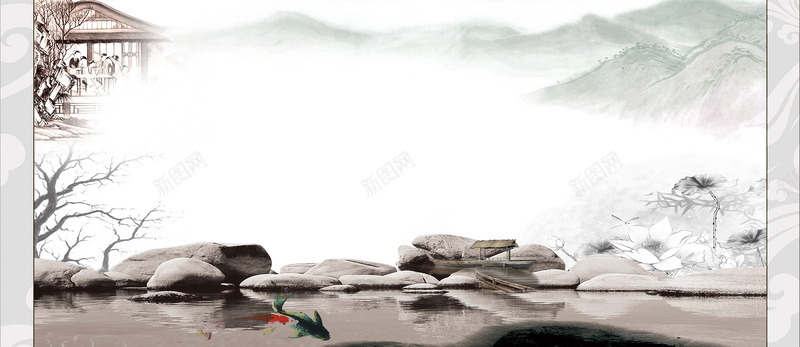 中国风企业文化背景psd设计背景_新图网 https://ixintu.com 中国风 企业 展板模板 展板设计 廉政 廉政文化 文化传播 水墨画 海报banner