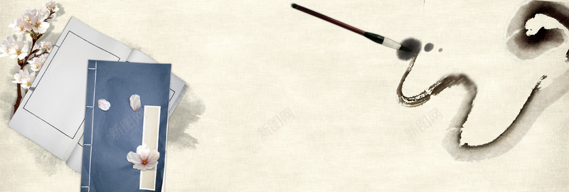 文学社团招新bannerjpg设计背景_新图网 https://ixintu.com 书本 书法 书法培训 书法社 大学社团 文学社 毛笔 水墨 社团 社团招新 社团纳新