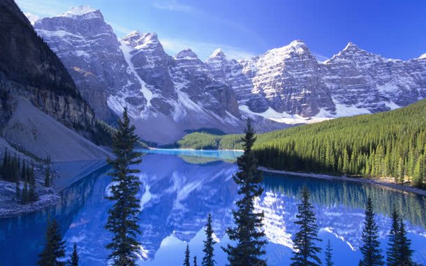 湖水雪山植物森林jpg设计背景_新图网 https://ixintu.com 森林 植物 湖水 雪山