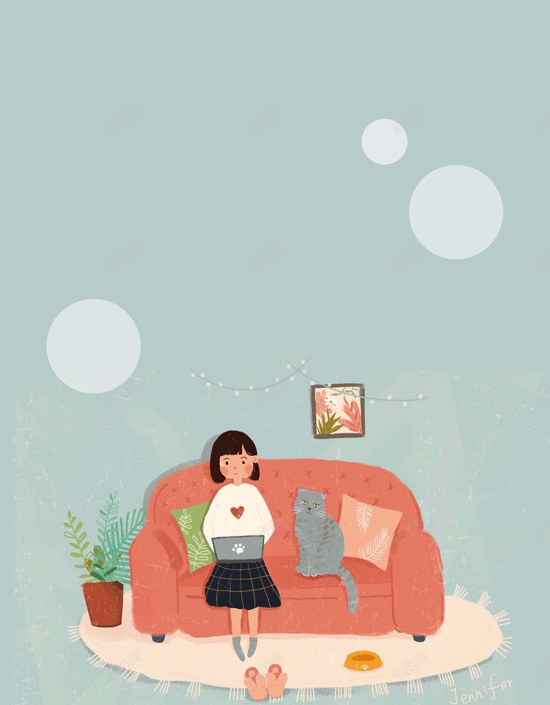 早安你好卡通海报psd设计背景_新图网 https://ixintu.com 图 手绘 日签 早上 早安图 早安女孩 早安美女 早餐 时光 月签 沙发 美好