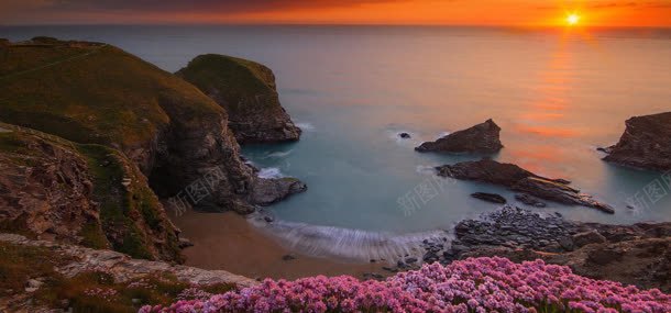 夕阳大海背景jpg设计背景_新图网 https://ixintu.com 夕阳 大海 沙滩 自然风光
