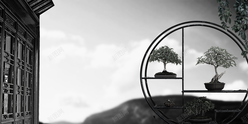 复古中国风中式庭院jpg设计背景_新图网 https://ixintu.com 150PPI PSD源文件 中国风 中式 中式地产 分层文件 别墅院子 古典 复古 平面设计 庭院 新中式 水墨