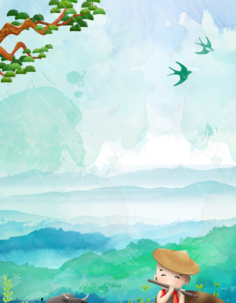 手绘清明节户外创意海报psd设计背景_新图网 https://ixintu.com 4月5 放牛 春游 树枝 清明插画 清明节 燕子 踏春出游季 踏春好时节 踏青
