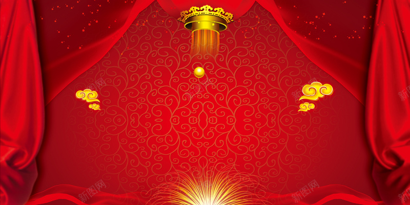 公司企业年会背景板psd设计背景_新图网 https://ixintu.com 中国风 公司年会 喜庆 幕布 庆祝 开心 春节晚会 灯笼 狂欢 祥云