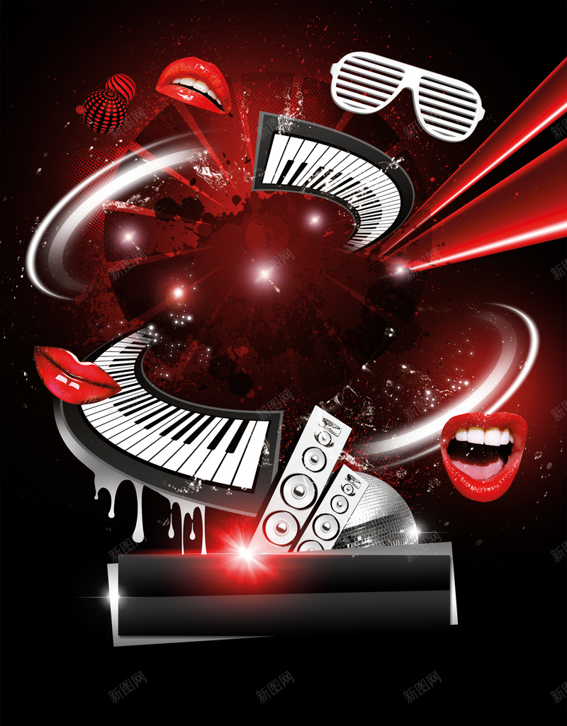 黑色动感音乐派对海报psd设计背景_新图网 https://ixintu.com disco party rock 俱乐部 夜店 宴会 摇滚 时尚 派对 激情 热情 狂欢 聚会 话筒 音 音符 麦克风