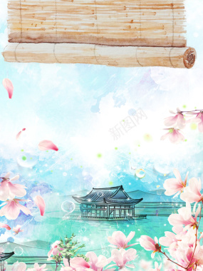 春季踏青桃花节主题海报背景模板背景
