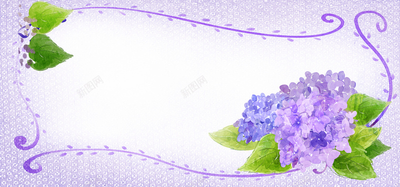 紫色水彩画背景psd设计背景_新图网 https://ixintu.com 手绘花 水彩画 海报banner 紫色背景 纹理 线条 绿叶 质感 质感纹理