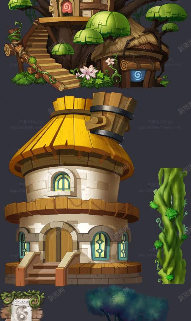 手绘美术木头房屋jpg设计背景_新图网 https://ixintu.com 房屋 木头 美术