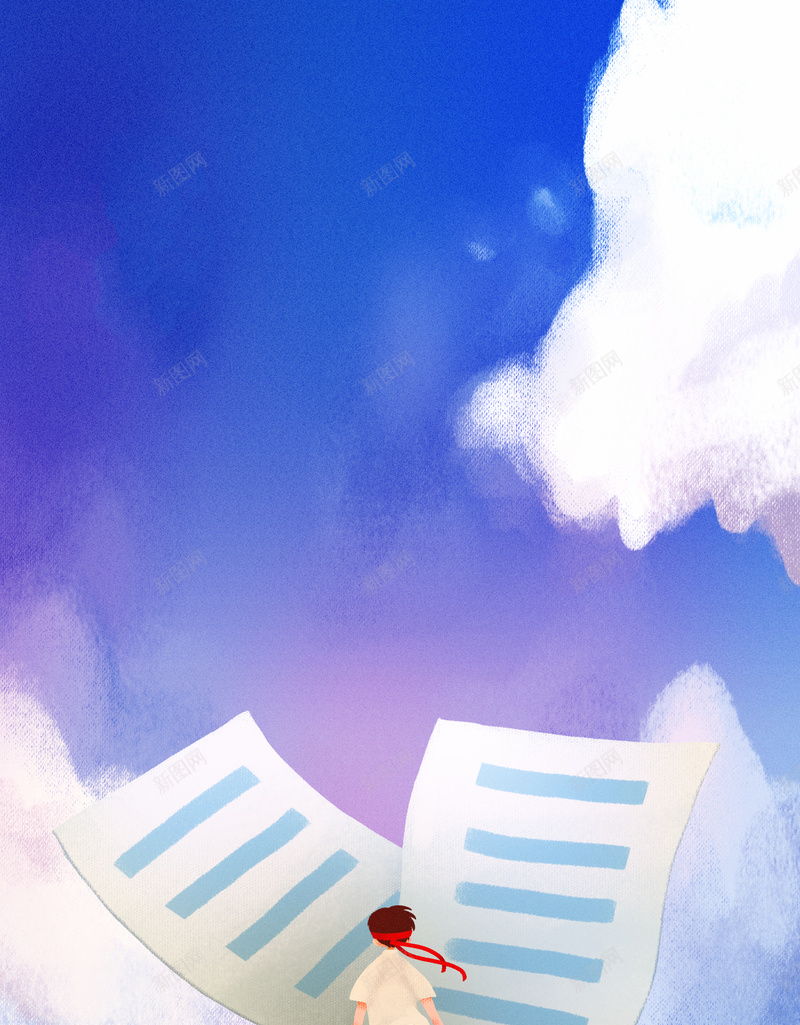 冲刺中考校园励志海报psd设计背景_新图网 https://ixintu.com 中考冲刺 云朵 人物 倒计时 励志标语 备战中考 梦想起航 毕业季 致青春 蓝色 试卷 金榜题名