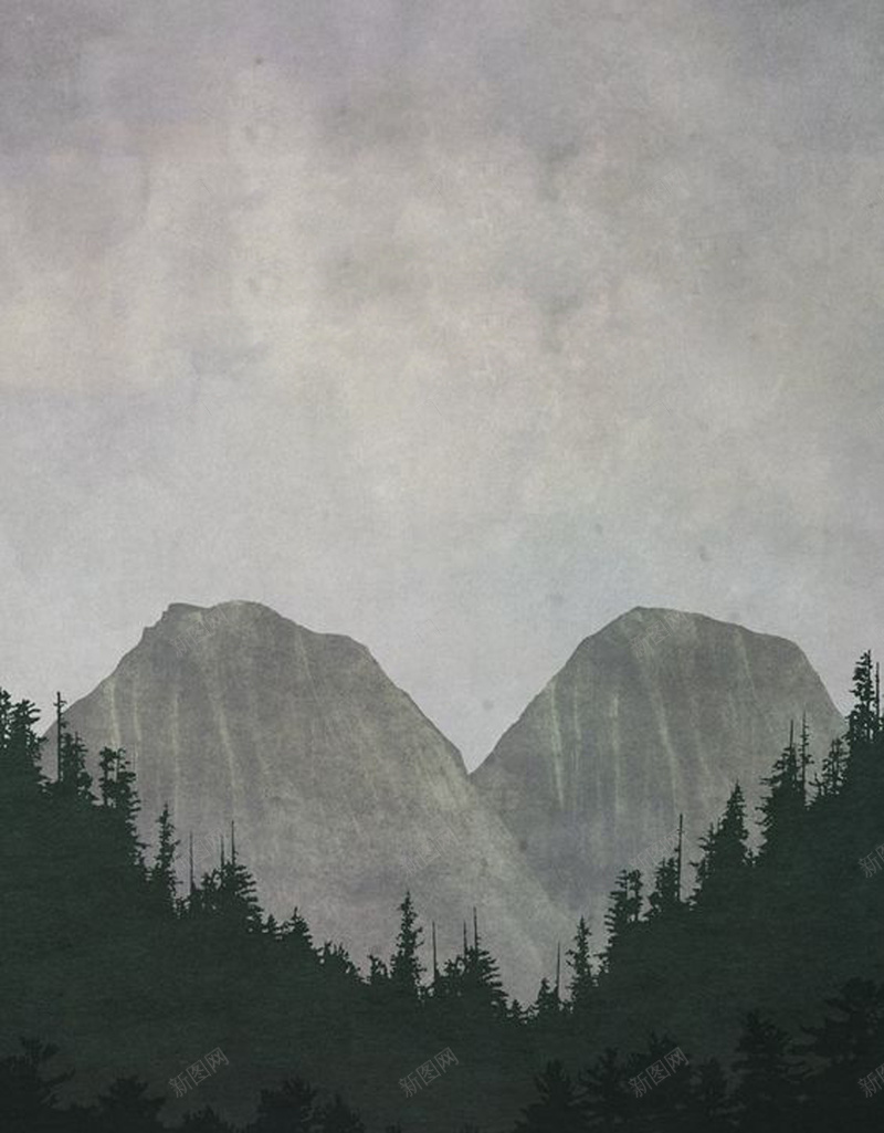 简约山水海报psd设计背景_新图网 https://ixintu.com 个性 创意 山水 手绘 深邃 简约 纹理 质感 颜色