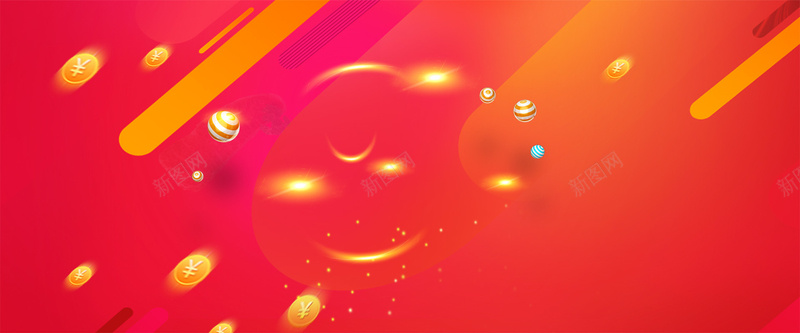 喜庆背景红色bannerpsd设计背景_新图网 https://ixintu.com 上新 促销 双十二 开业 彩球 活动 淘宝banner 渐变 电商 金币