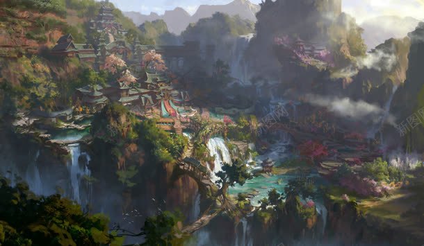 神秘奇幻森林瀑布jpg设计背景_新图网 https://ixintu.com 奇幻 森林 瀑布 神秘