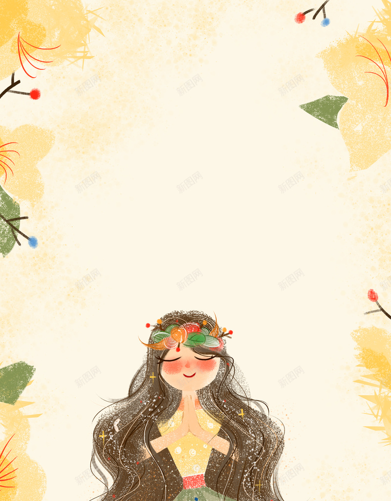 女神节清新手绘海报背景psd设计背景_新图网 https://ixintu.com 原创 唯美 女生节 女神节 手绘 插画 海报