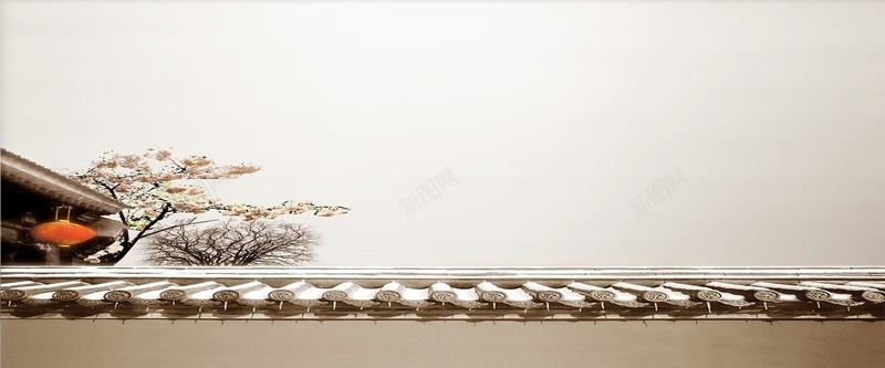 复古墙瓦树木背景psd设计背景_新图网 https://ixintu.com 中国风 墙瓦 复古 树木 海报banner