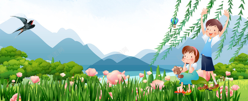 立春踏青小清新蓝天背景psd设计背景_新图网 https://ixintu.com 中国文化海报 中国海报 二十四节气海报 传统立春 传统节气海报 文化传统 海报 立春 立春海报