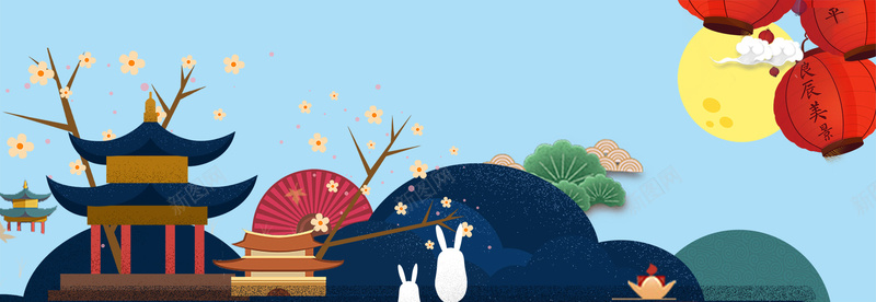 卡通手绘可爱中秋月饼零食电商bannerpsd设计背景_新图网 https://ixintu.com banner 中秋 中秋节 促销 卡通 可爱 手绘 月饼 电商 零食