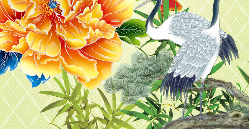 中国风花鸟国画图背景psd设计背景_新图网 https://ixintu.com 中国风书法 丹顶鹤 年年有余 梅花 牡丹 绘画 花卉 花鸟画 荷叶 荷花 装饰画 锦鲤 鲤鱼