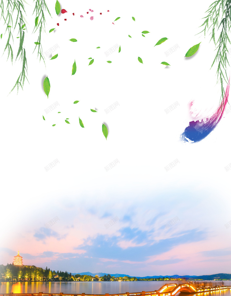最美西湖杭州旅游促销海报背景psd设计背景_新图网 https://ixintu.com 优惠活动 印象 旅行社海报 杭州之旅 杭州旅行 杭州景观 杭州海报 杭州风景 柳叶 西湖海报