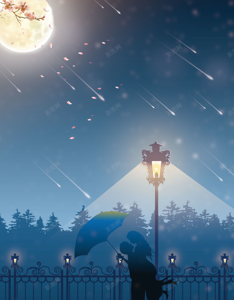 蓝色手绘白色情人节路灯下的情侣背景jpg设计背景_新图网 https://ixintu.com 卡通 告白 夜色 手绘 求婚 白色情人节 蓝色 路灯 路灯下的情侣