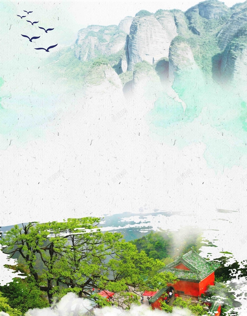 绿色水墨风武当山旅游旅行社美景旅游psd设计背景_新图网 https://ixintu.com 传承与创新 千年传承 旅游 武当山 武当山旅游 武当山美景 武当山道教 水墨风格 绿色 道教胜地 问道 风景名胜