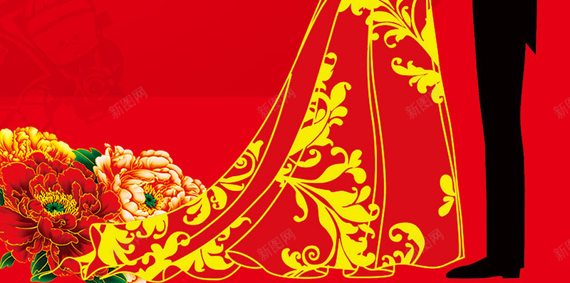红色新人大气婚礼H5背景psd设计背景_新图网 https://ixintu.com H5背景 LOVE 中式婚礼 婚庆 婚礼 婚礼背景 婚礼请柬 婚纱 新人 玫瑰花 红色 结婚