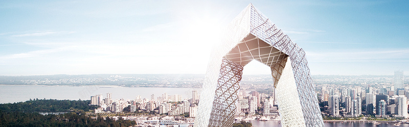 房地产广告banner创意jpg设计背景_新图网 https://ixintu.com 其他 城市 央视大楼 宣传 建筑群 房子 海报banner 湖海 街道
