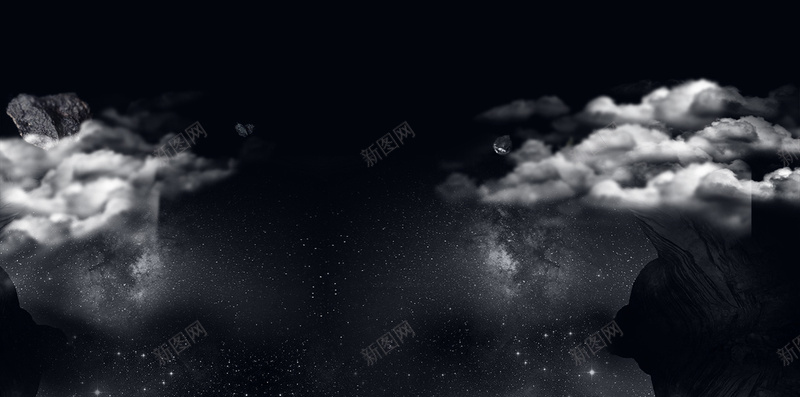 蓝色夜空云朵H5背景psd设计背景_新图网 https://ixintu.com H5背景 云朵 夜空 星空 深邃 白云 科技 蓝色