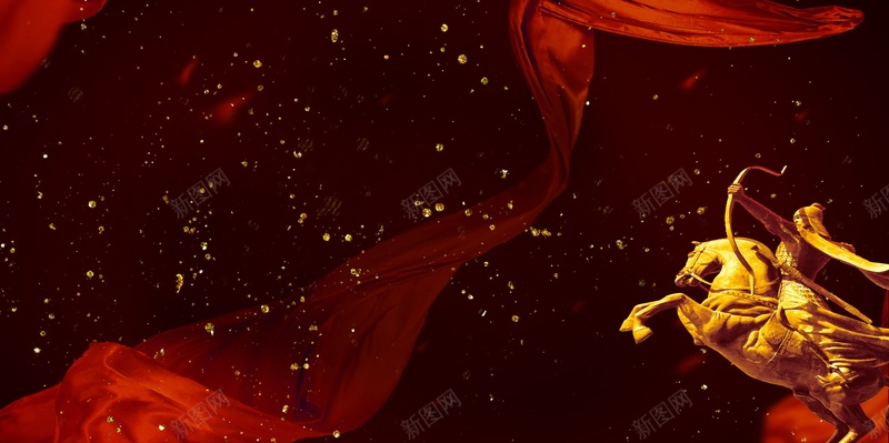 黑色大气王者归来psd设计背景_新图网 https://ixintu.com 150PPI PSD源文件 分层文件 商业 商务 平面设计 开业 盛典 骑马 黑金