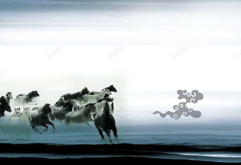 万马奔腾蓝色背景psd_新图网 https://ixintu.com 万马 奔腾 摄影 背景 蓝色 风景
