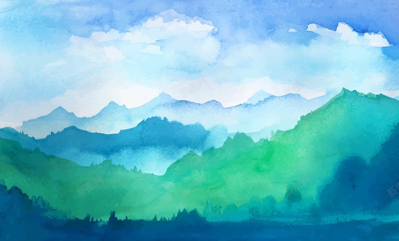水墨山水插画海报背景模板jpg设计背景_新图网 https://ixintu.com 云层 创意 山水 抽象 插画 水墨 海报 渐变 矢量 背景