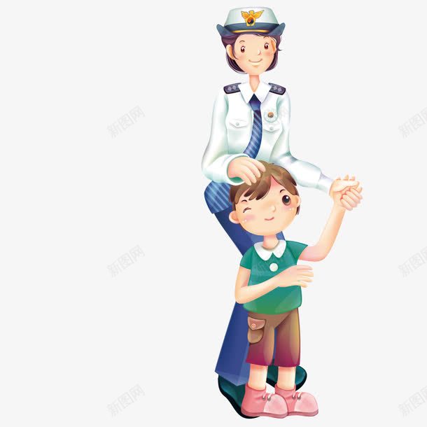 牵着小孩的警察矢量图ai免抠素材_新图网 https://ixintu.com 女警察 小女警 小孩 矢量图 警察
