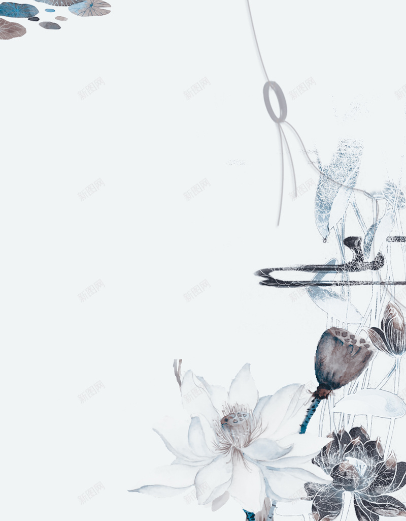 古风歌曲莲花背景jpg设计背景_新图网 https://ixintu.com 中国 古典 古风 歌曲 海报 淡雅 荷叶 莲公子 莲花 长方形
