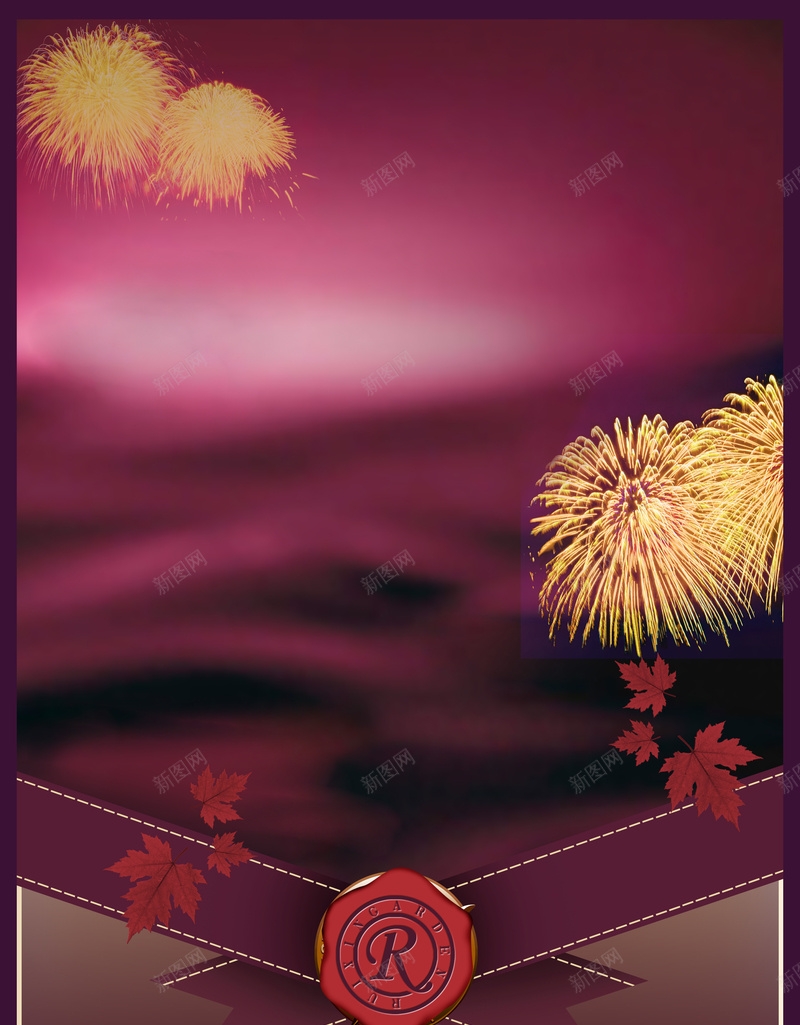 尊贵地产海报背景模板psd设计背景_新图网 https://ixintu.com 丝带 地产海报 尊贵 海报模板 烟花 紫色 背景模板