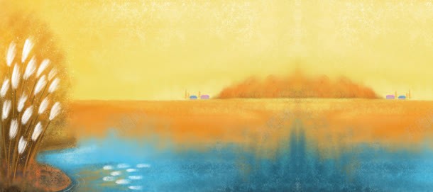 韩国手插画秋季芦苇背景bannerjpg设计背景_新图网 https://ixintu.com banner 手插画 秋季 背景 芦苇 韩国