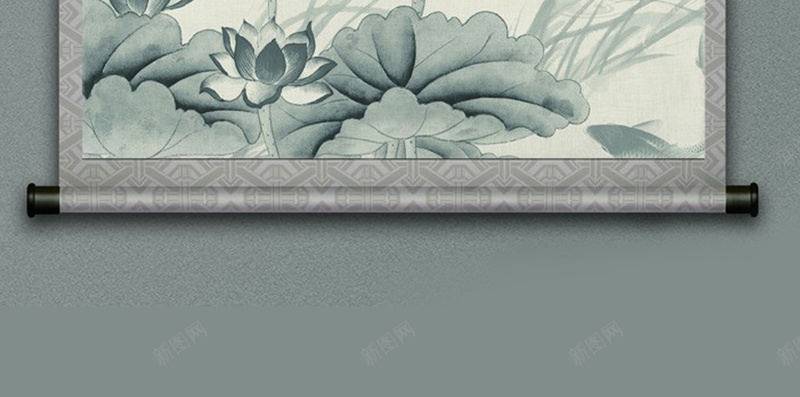 卷轴灰色荷花H5背景jpg设计背景_新图网 https://ixintu.com H5背景 卷轴 卷轴背景 古风 唯美 文艺 灰色 简约 荷花