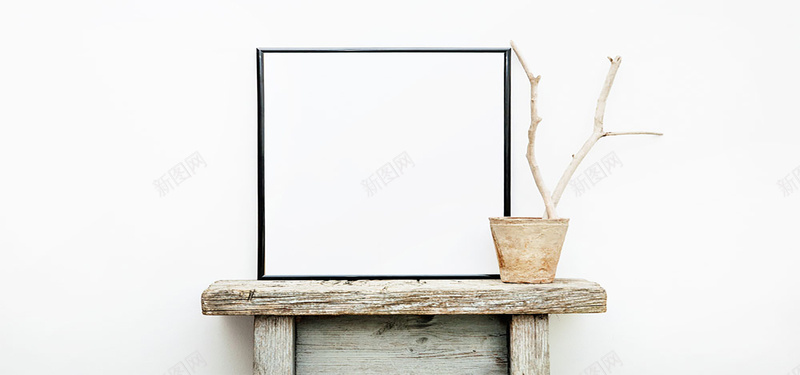 白色画框和边框背景jpg设计背景_新图网 https://ixintu.com 枯萎 海报banner 画框 白色 盆栽 纹理 质感