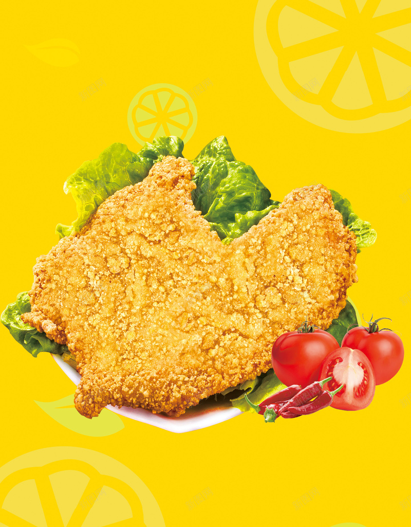 炸鸡美食展板背景psd设计背景_新图网 https://ixintu.com 展板 炸鸡 炸鸡海报 番茄 美食 美食展板 背景 设计背景 黄色