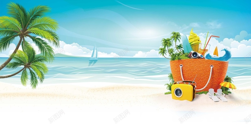 夏天沙滩psd设计背景_新图网 https://ixintu.com PSD 卡通 夏天 夏天沙滩背景图片免费下载夏天 太阳 平面 广告 椰树 模板 沙滩 海报 海浪 海滩 素材 背景 蓝天 阳光 风景